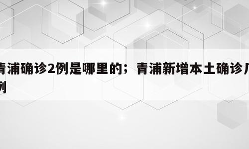 青浦确诊2例是哪里的；青浦新增本土确诊几例