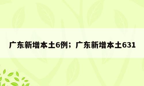广东新增本土6例；广东新增本土631