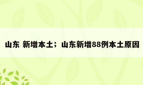 山东 新增本土；山东新增88例本土原因