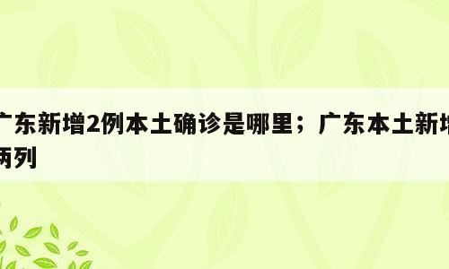 广东新增2例本土确诊是哪里；广东本土新增两列