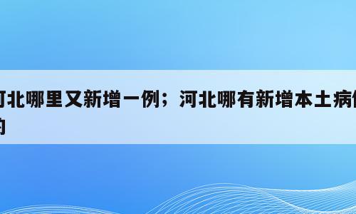 河北哪里又新增一例；河北哪有新增本土病例的