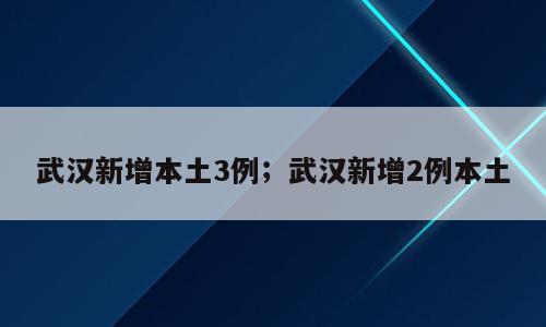 武汉新增本土3例；武汉新增2例本土