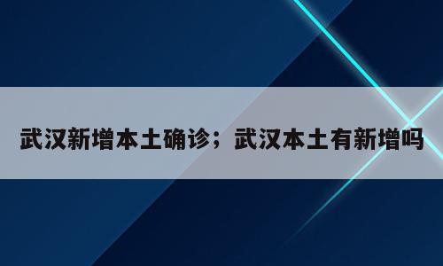 武汉新增本土确诊；武汉本土有新增吗