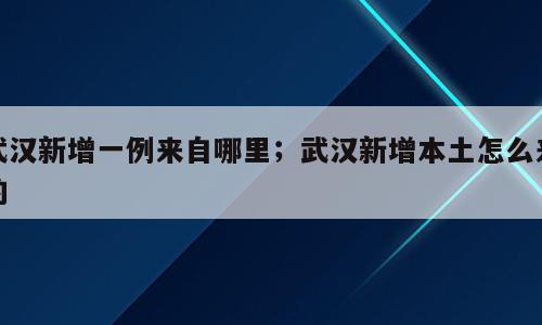 武汉新增一例来自哪里；武汉新增本土怎么来的