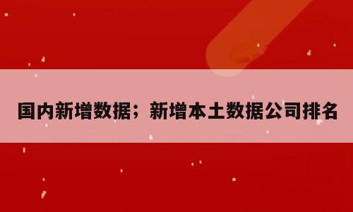 国内新增数据；新增本土数据公司排名