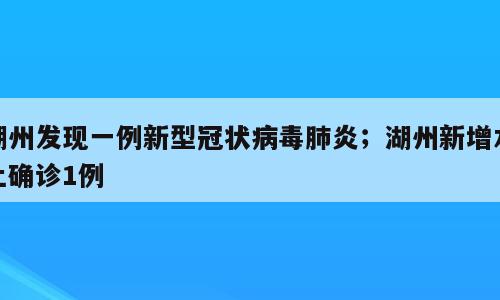 湖州发现一例新型冠状病毒肺炎；湖州新增本土确诊1例