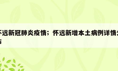 怀远新冠肺炎疫情；怀远新增本土病例详情公布