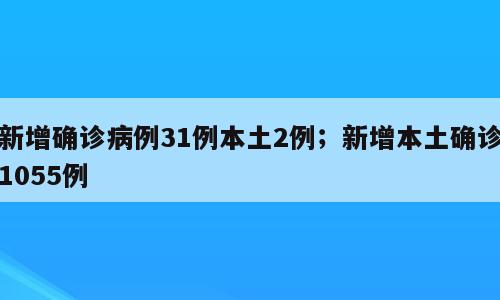 新增确诊病例31例本土2例；新增本土确诊1055例