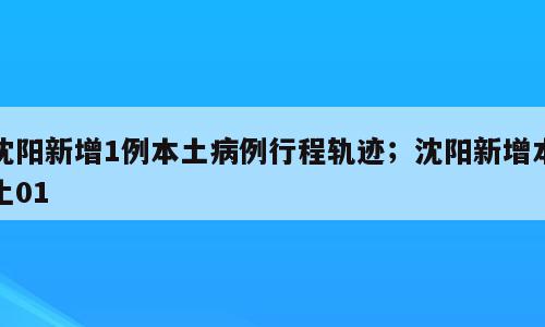 沈阳新增1例本土病例行程轨迹；沈阳新增本土01