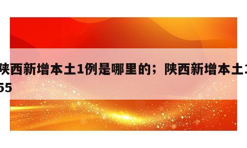 陕西新增本土1例是哪里的；陕西新增本土155