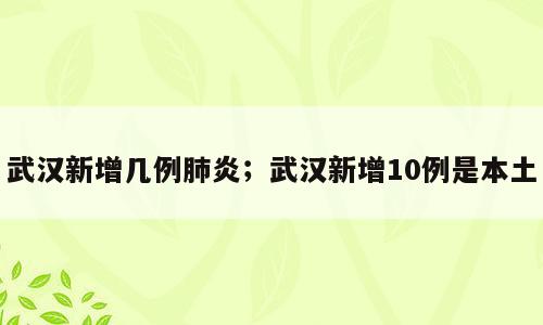 武汉新增几例肺炎；武汉新增10例是本土