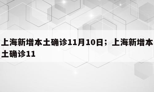 上海新增本土确诊11月10日；上海新增本土确诊11