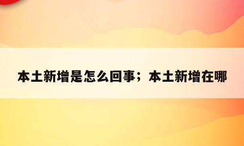 本土新增是怎么回事；本土新增在哪