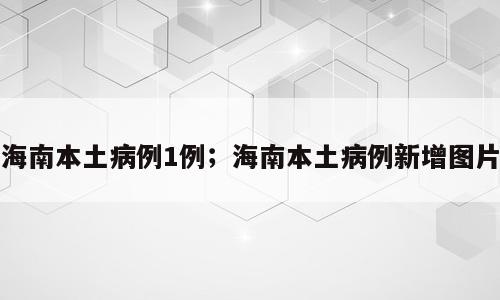 海南本土病例1例；海南本土病例新增图片