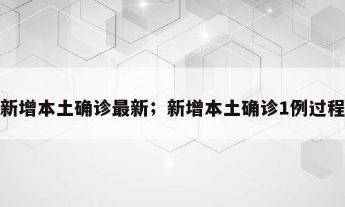 新增本土确诊最新；新增本土确诊1例过程