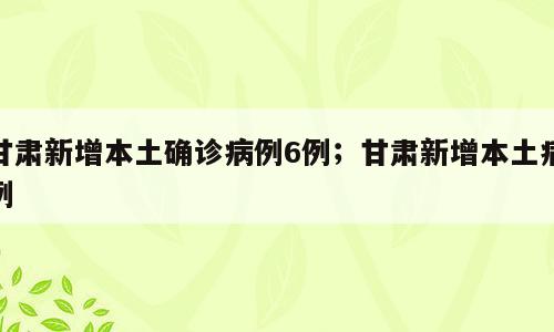 甘肃新增本土确诊病例6例；甘肃新增本土病例