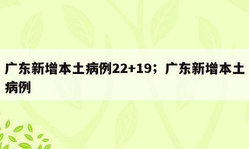 广东新增本土病例22+19；广东新增本土病例