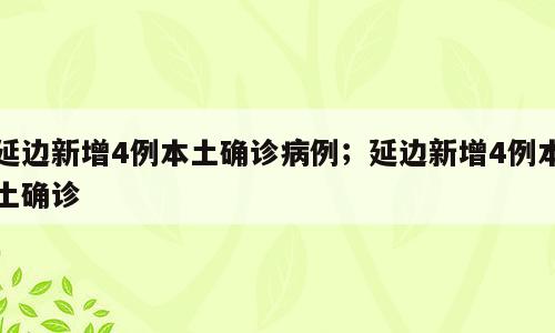 延边新增4例本土确诊病例；延边新增4例本土确诊