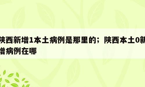陕西新增1本土病例是那里的；陕西本土0新增病例在哪