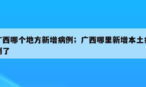 广西哪个地方新增病例；广西哪里新增本土病例了