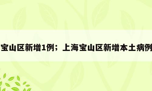 宝山区新增1例；上海宝山区新增本土病例