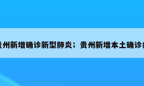贵州新增确诊新型肺炎；贵州新增本土确诊病