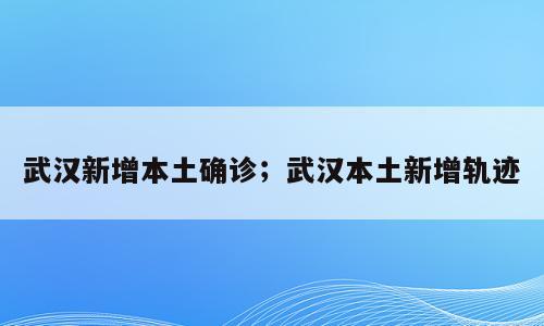 武汉新增本土确诊；武汉本土新增轨迹