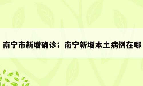 南宁市新增确诊；南宁新增本土病例在哪