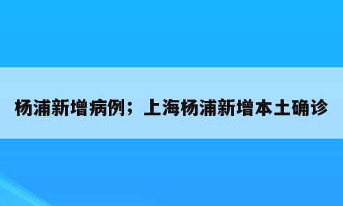 杨浦新增病例；上海杨浦新增本土确诊