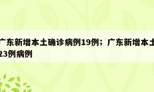 广东新增本土确诊病例19例；广东新增本土23例病例