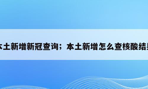本土新增新冠查询；本土新增怎么查核酸结果