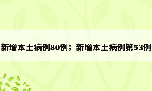 新增本土病例80例；新增本土病例第53例