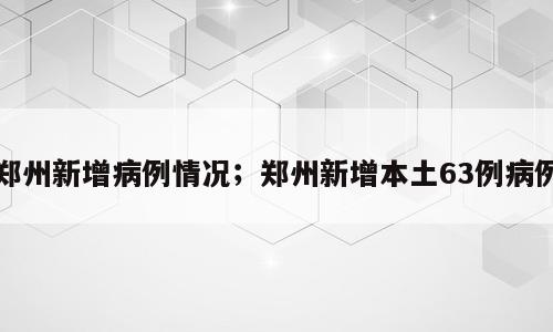 郑州新增病例情况；郑州新增本土63例病例