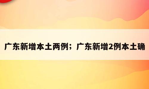 广东新增本土两例；广东新增2例本土确