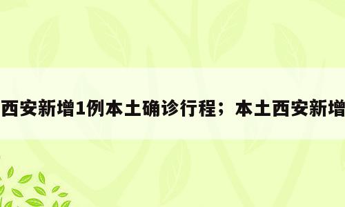 西安新增1例本土确诊行程；本土西安新增