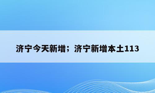 济宁今天新增；济宁新增本土113