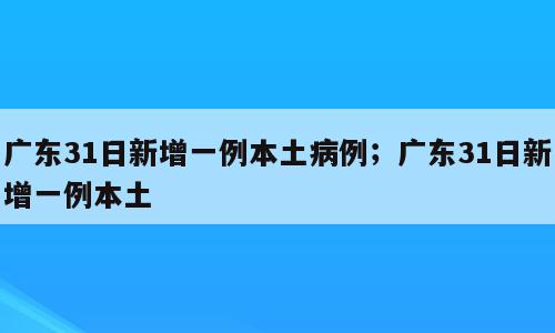 广东31日新增一例本土病例；广东31日新增一例本土