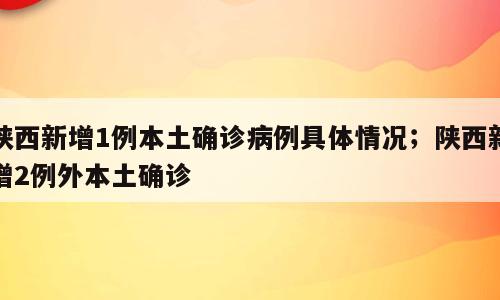 陕西新增1例本土确诊病例具体情况；陕西新增2例外本土确诊