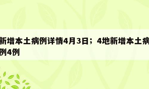新增本土病例详情4月3日；4地新增本土病例4例