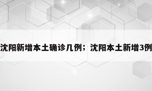 沈阳新增本土确诊几例；沈阳本土新增3例