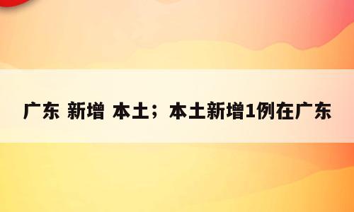 广东 新增 本土；本土新增1例在广东