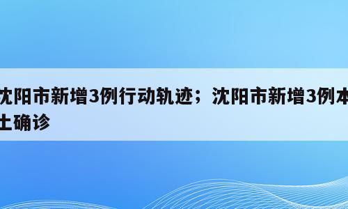 沈阳市新增3例行动轨迹；沈阳市新增3例本土确诊