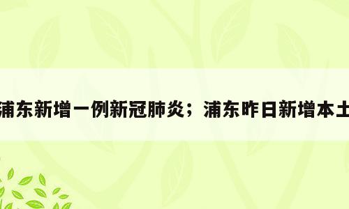 浦东新增一例新冠肺炎；浦东昨日新增本土