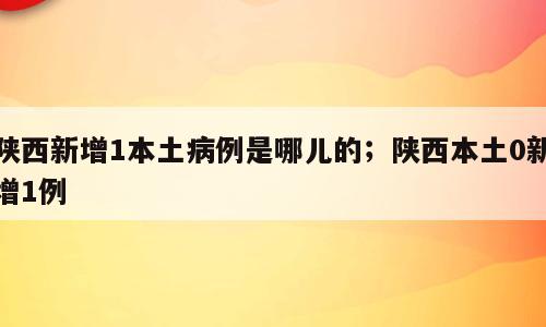 陕西新增1本土病例是哪儿的；陕西本土0新增1例