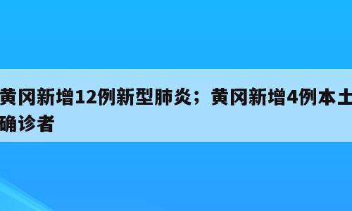 黄冈新增12例新型肺炎；黄冈新增4例本土确诊者
