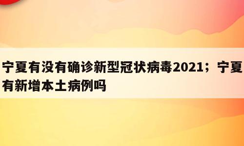 宁夏有没有确诊新型冠状病毒2021；宁夏有新增本土病例吗