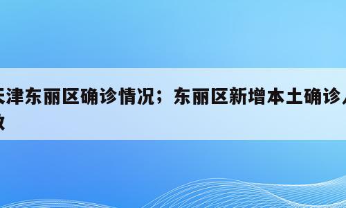 天津东丽区确诊情况；东丽区新增本土确诊人数