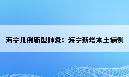 海宁几例新型肺炎；海宁新增本土病例