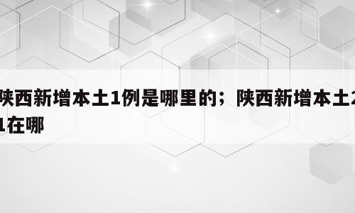 陕西新增本土1例是哪里的；陕西新增本土21在哪