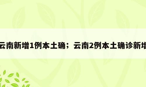 云南新增1例本土确；云南2例本土确诊新增